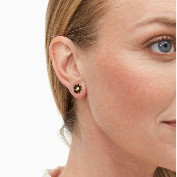 KATE SPADE Spades & Studs Enamel Studs - Black and Gold ($49 Retail) - Picture 4 of 4